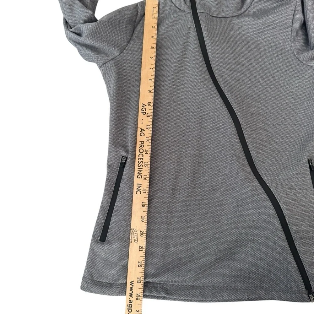Holloway Ladies Small Gray Asymmetrical Zip Hooded Jacket Thumbholes Pockets k2